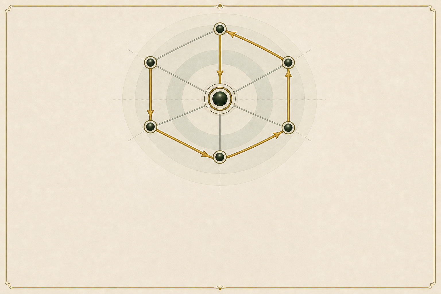 One exact root-directed six-edge path on a seven-node wheel flows inward to the double-ring root.